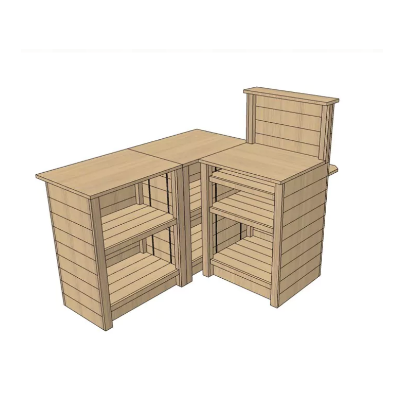 Meuble d'encaissement bois en angle